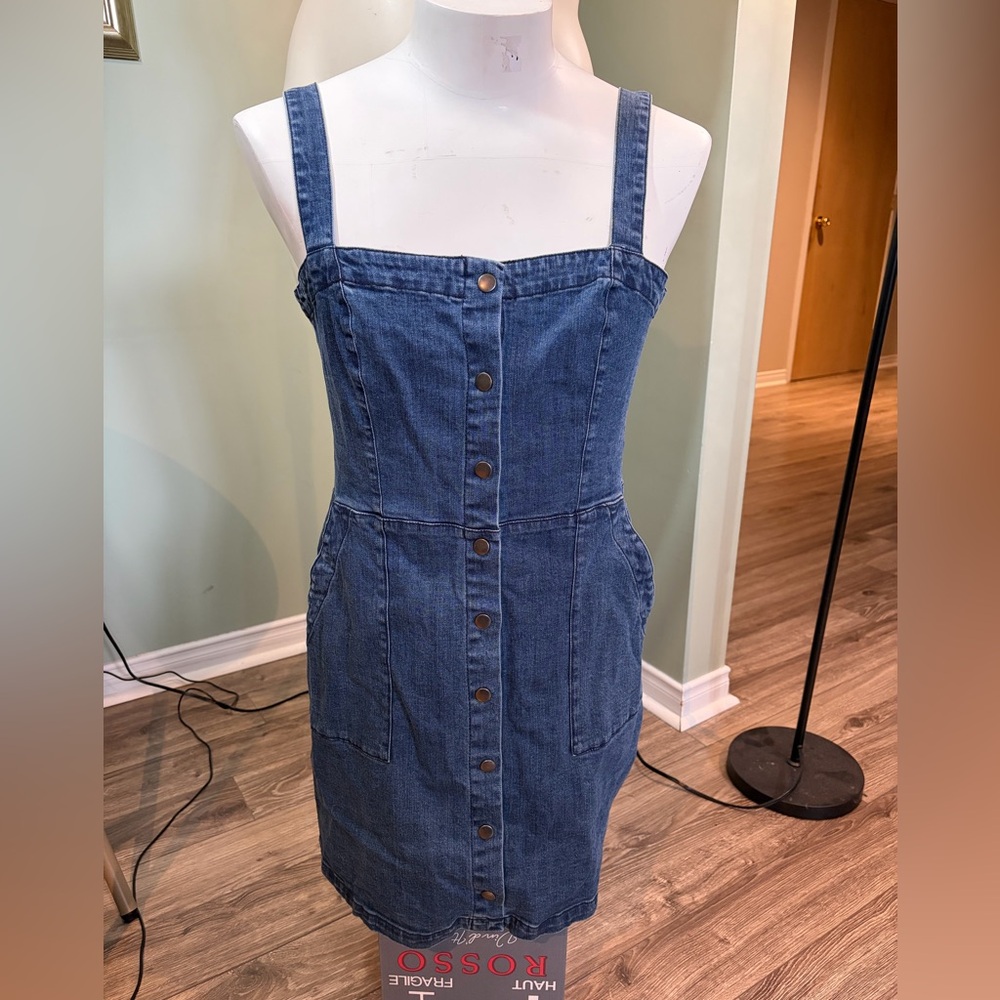 Denim Button-Front Sundress - Blue